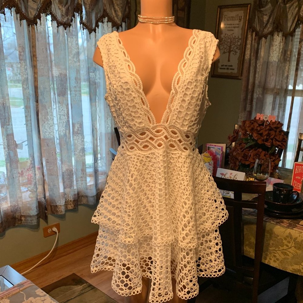 White Tiered Ruffle Dress
